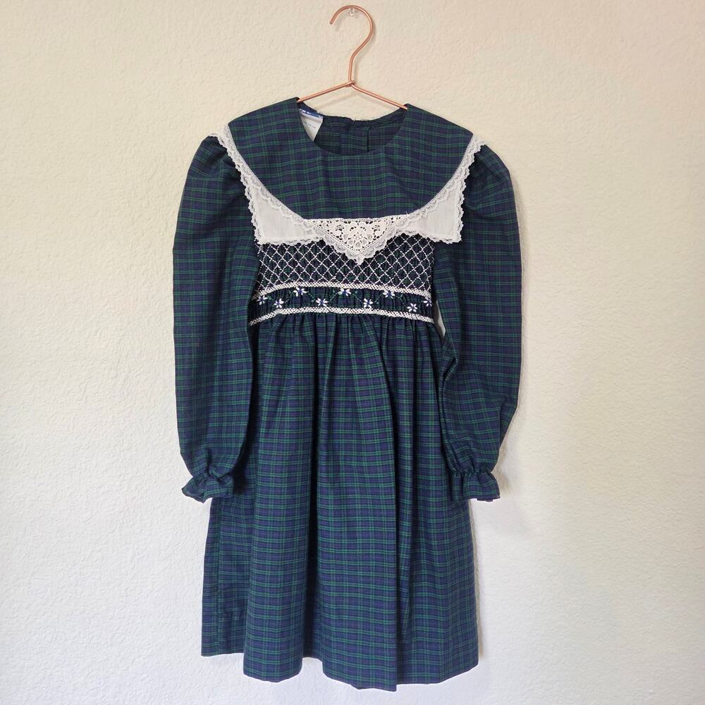Vintage Polly Flinders Winter Smocked Dress kids 7